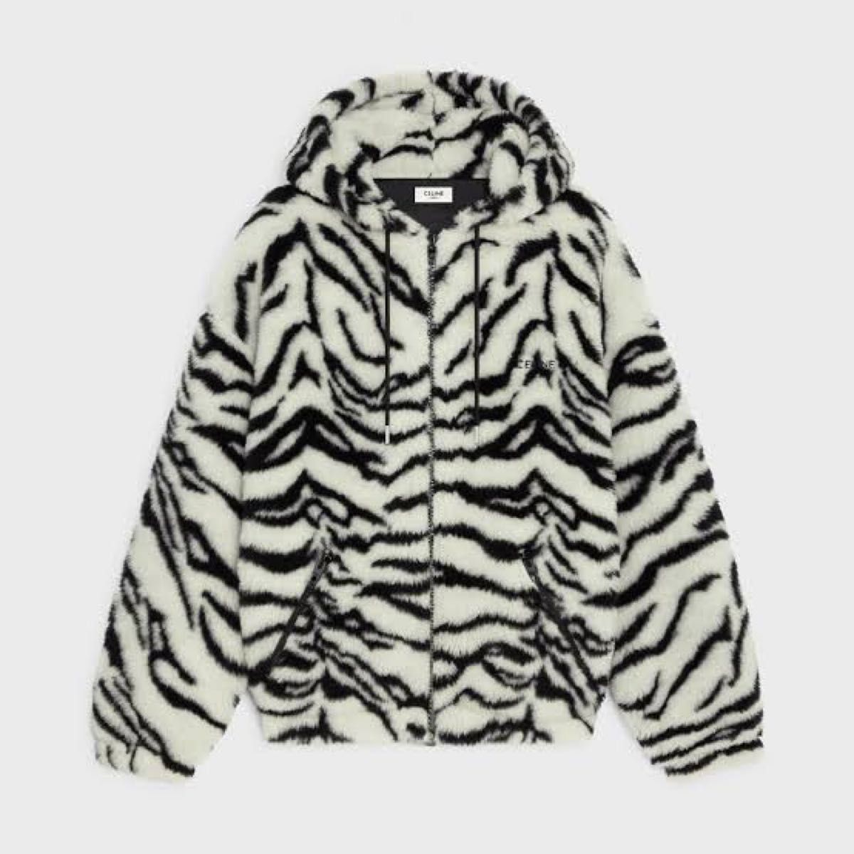 22AW Celine アルパカ×ウール×シルク素材 ホワイトタイガー柄 22AW Celine アルパカ×ウール×シルク素材 ホワイトタイガー柄