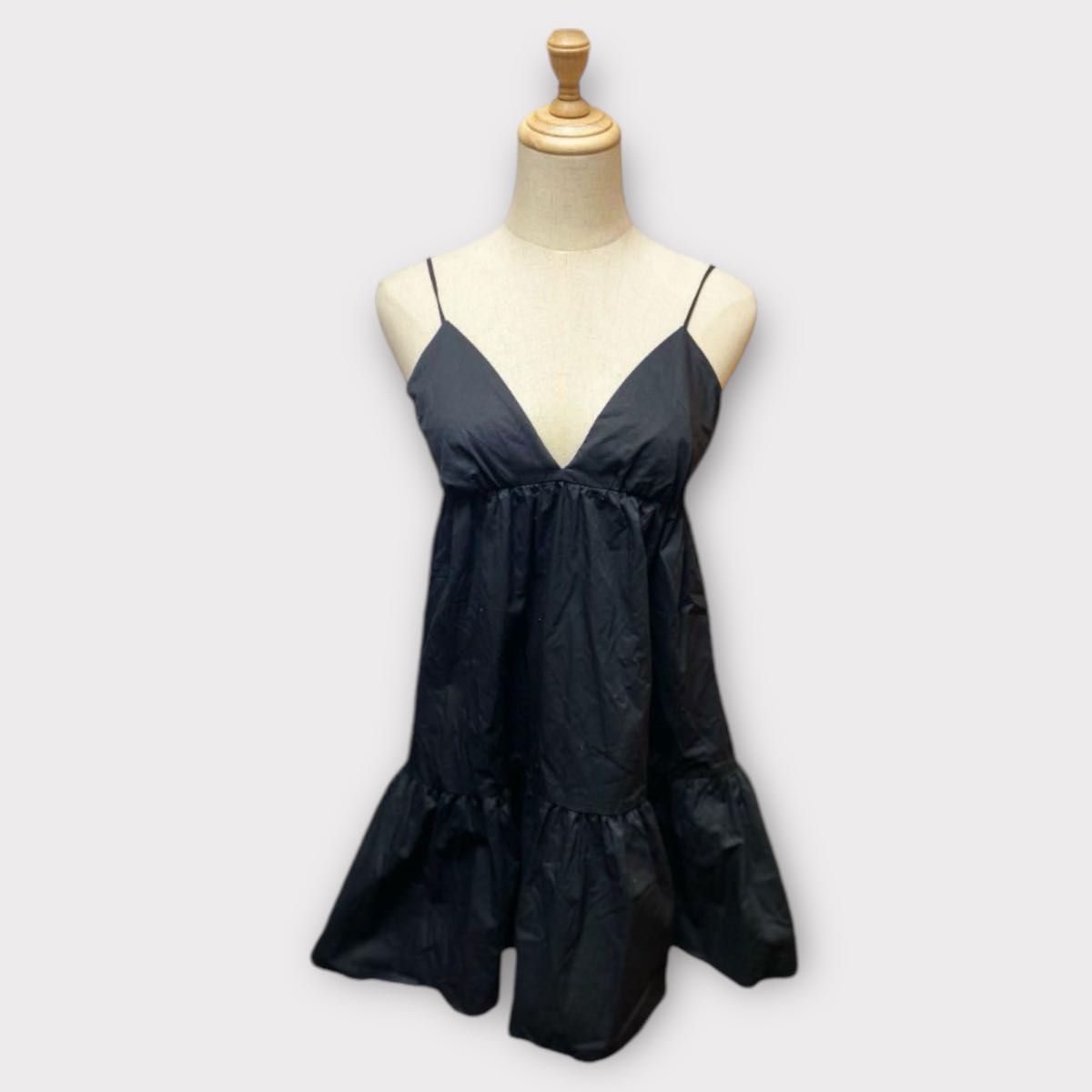 【ZARA】コントラストキャミソールワンピース 1758/525/727 ZARA キャミソールワンピース チュニックワンピース S 黒 背中