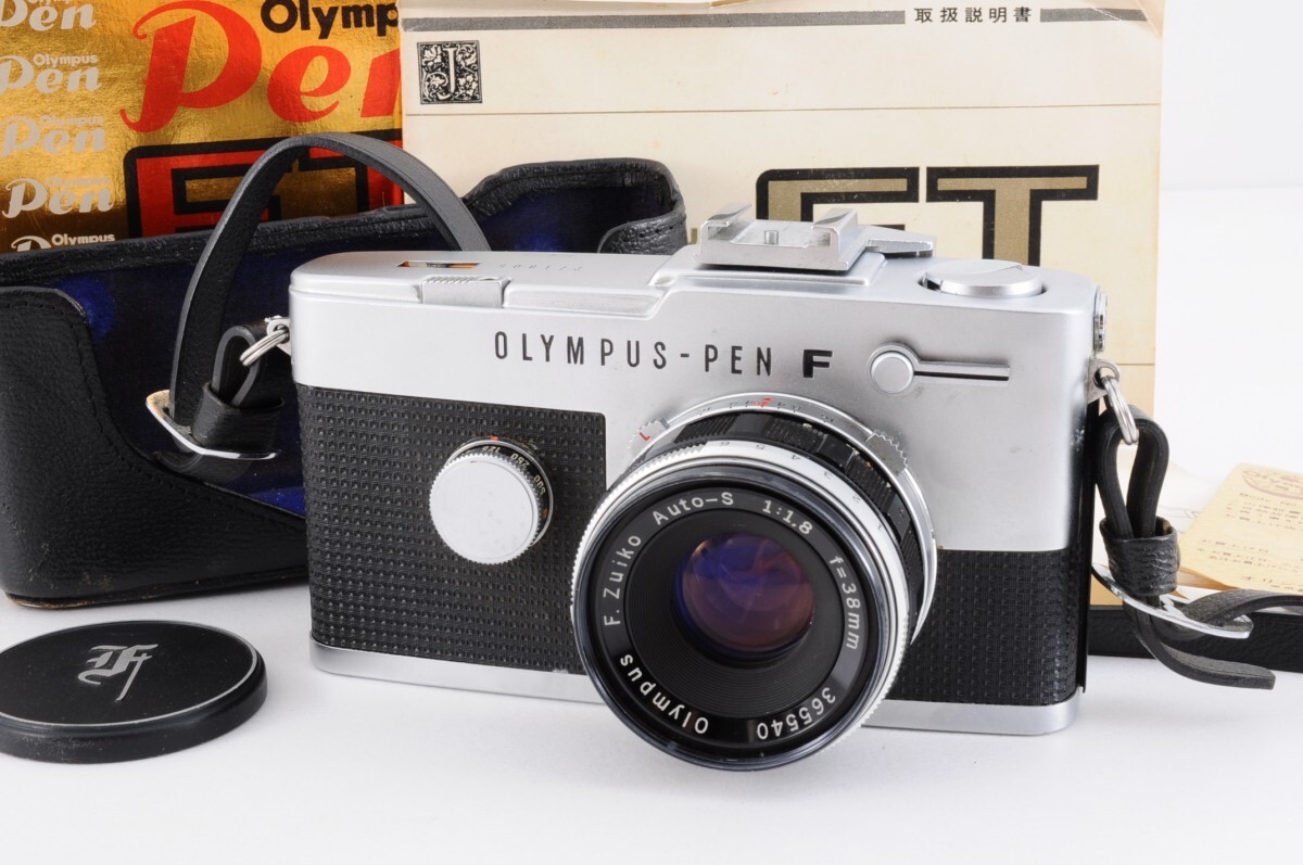 動作品 OLYMPUS オリンパス PEN FT ペン G.ZUKIO Auto-S 38mm F1.8 レンズ 元箱 取説 ストラップ ハーフ フィルム カメラ RM-566SM/000