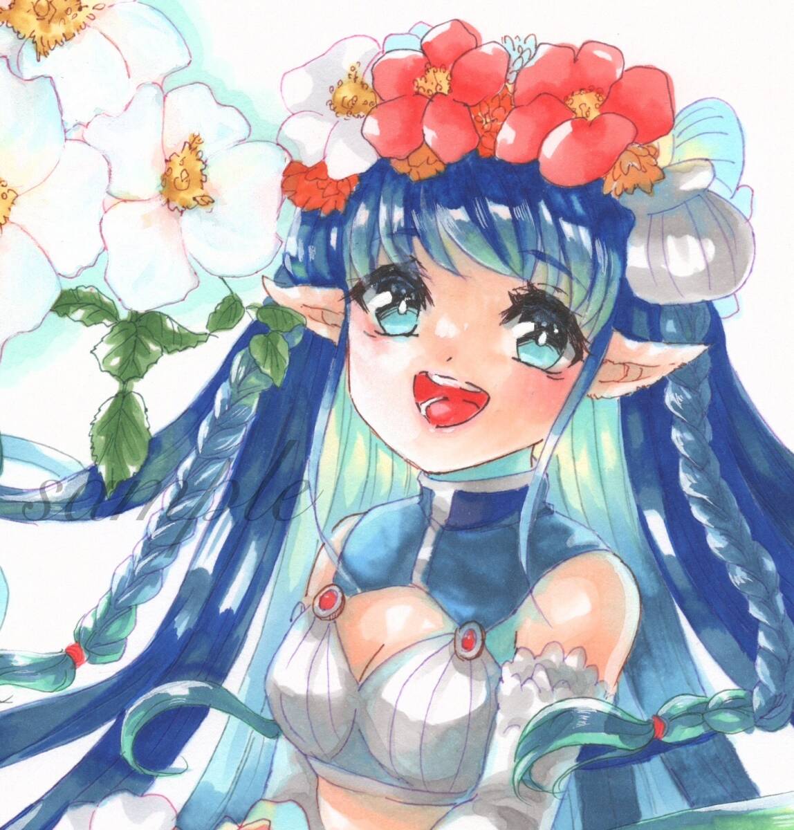 オリジナル手描きイラスト マーメイド 人魚女の子 827 B5 オリジナル手描きイラスト マーメイド 人魚女の子 827 B5