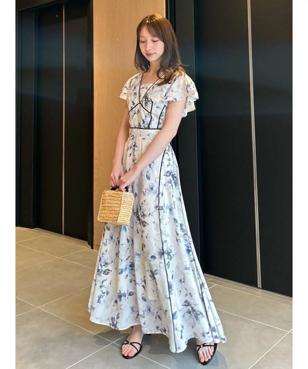 新品】フレイアイディー サテンパイピングプリントシフォン 新品】フレイアイディー サテンパイピングプリントシフォン