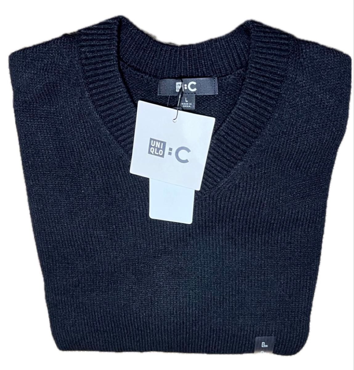 新品未使用 ユニクロC リラックスVネックセーター ブラック L 新品未使用 ユニクロC リラックスVネックセーター ブラック L