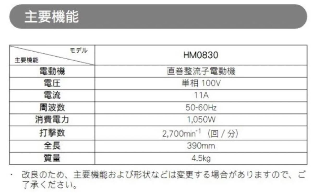 マキタ 中古(makita) HM0830 電動ハンマー 100V (六角シャンク マキタ 中古(makita) HM0830 電動ハンマー 100V (六角シャンク