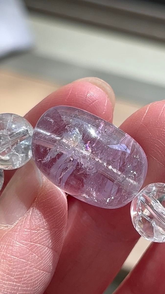 ラベンダーアメジスト×クラックス水晶×ドリームアメジスト デザインブレスレット 虹 天然石 パワーストーン