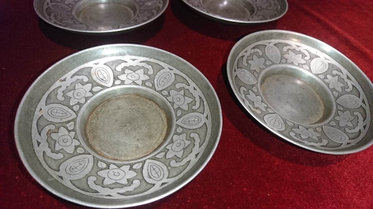 煎茶道具 錫製 間村自造 四君子文 茶壷 茶こぼし 2点まとめて M 煎茶道具 錫製 間村自造 四君子文 茶壷 茶こぼし 2点まとめて M