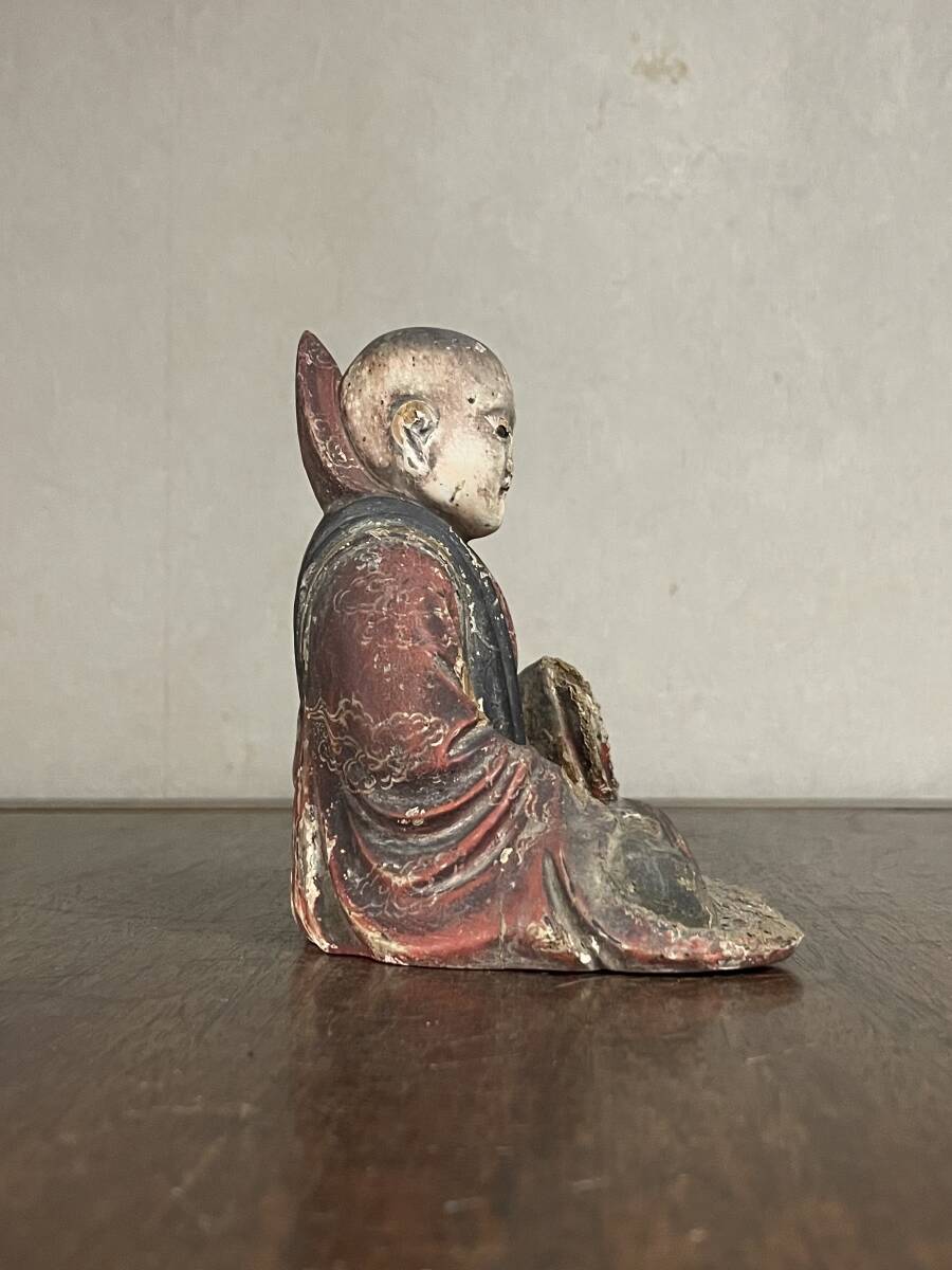 仏教美術 日蓮上人座像 木彫 仏像 玉眼 彩色 嵌玉眼木雕佛像 仏教美術 日蓮上人座像 木彫 仏像 玉眼 彩色 嵌玉眼木雕佛像
