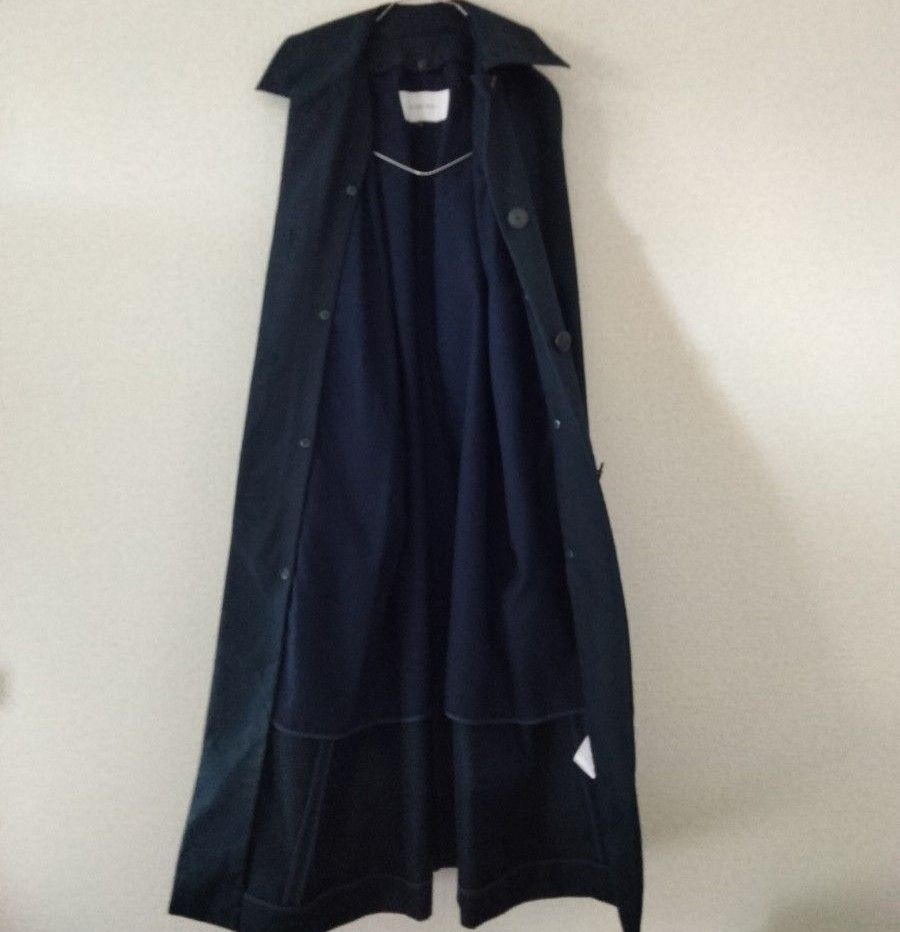 USED品】 ルシェルブルー ロングコート ネイビー 紺 トレンチ 袖 USED品】 ルシェルブルー ロングコート ネイビー 紺 トレンチ 袖