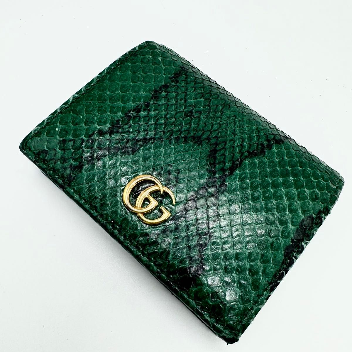 希少・美品】GUCCI グッチ 折り財布 二つ折り財布 パイソン 希少・美品】GUCCI グッチ 折り財布 二つ折り財布 パイソン