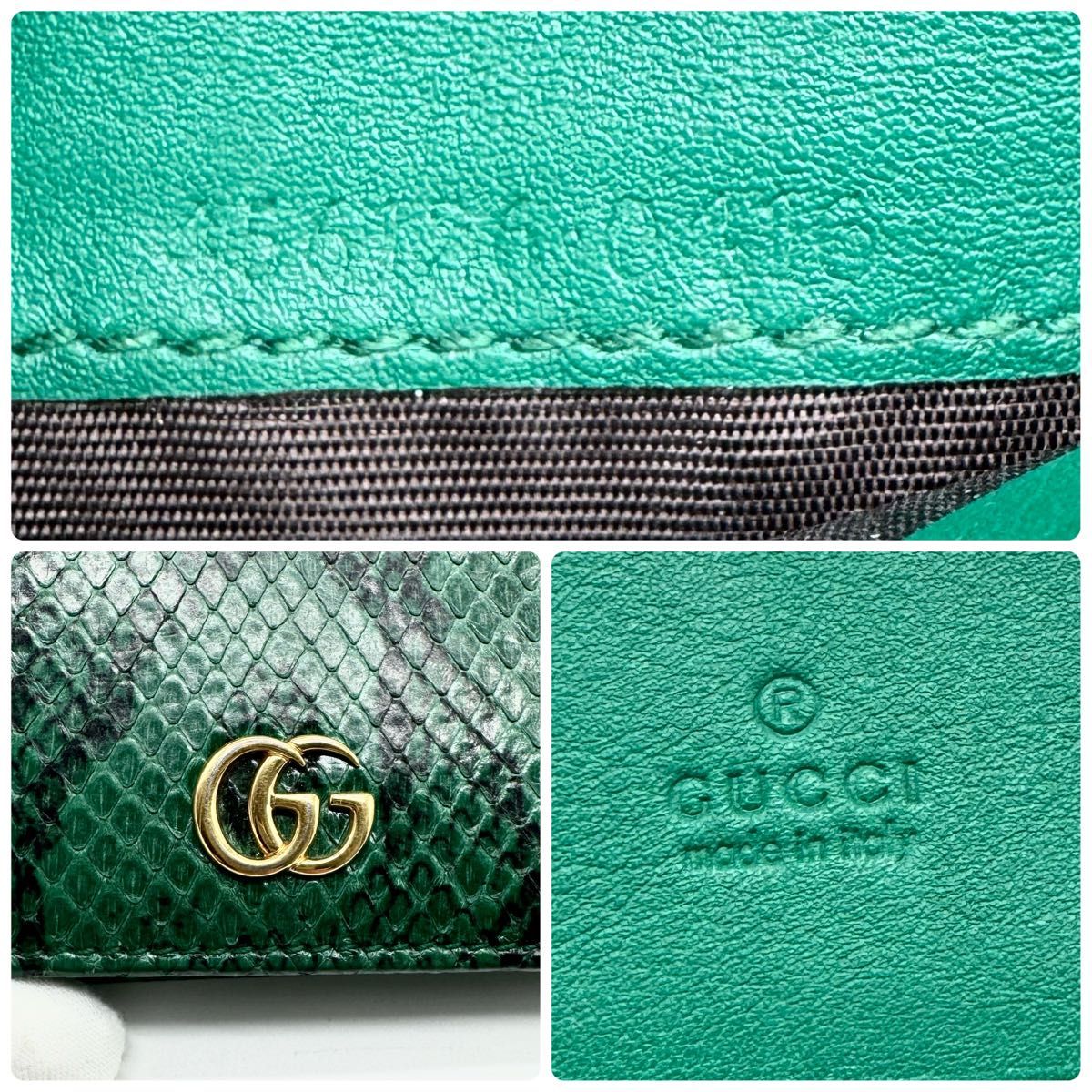 希少・美品】GUCCI グッチ 折り財布 二つ折り財布 パイソン 希少・美品】GUCCI グッチ 折り財布 二つ折り財布 パイソン