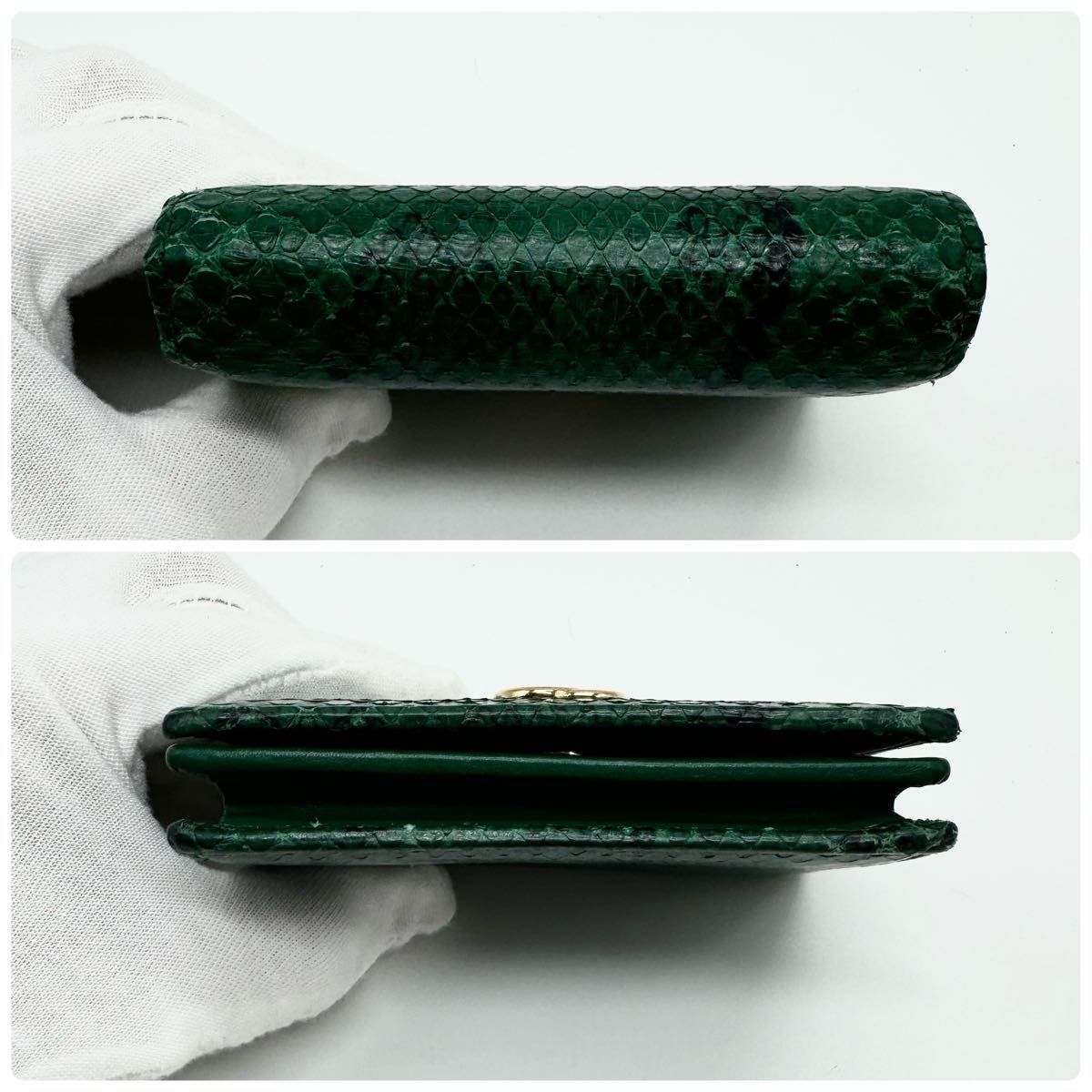 希少・美品】GUCCI グッチ 折り財布 二つ折り財布 パイソン 希少・美品】GUCCI グッチ 折り財布 二つ折り財布 パイソン