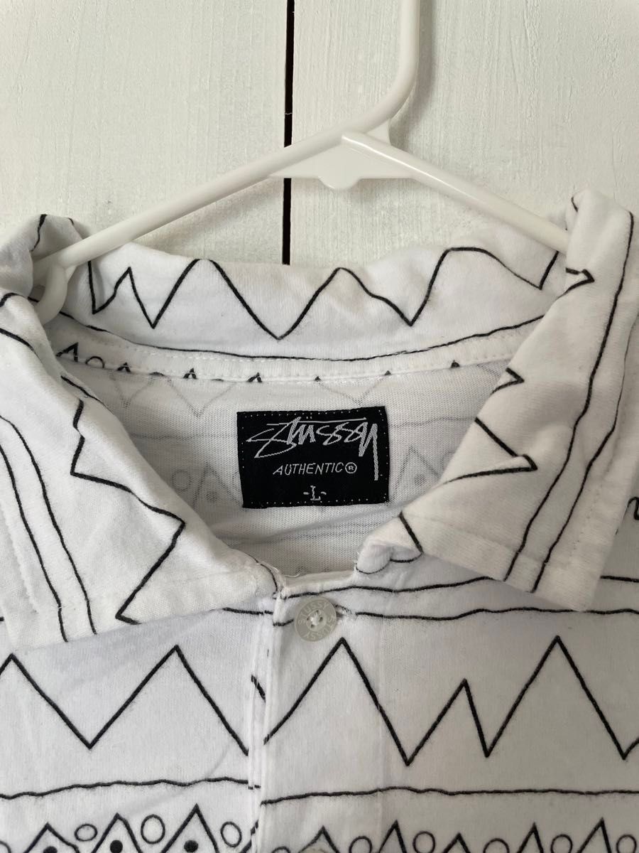 stussy ステューシー 総柄 ポロシャツ 白 ホワイト L|Yahoo stussy ステューシー 総柄 ポロシャツ 白 ホワイト L|Yahoo
