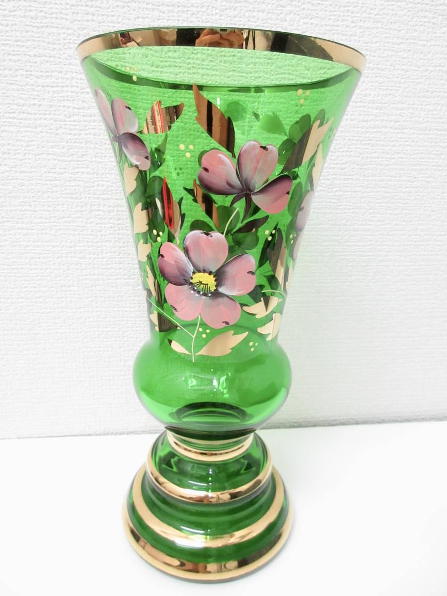 極美品■BOHEMIA ボヘミア フラワーベース 花瓶 花入 花差 花器 チェコスロバキア製 管理1909 O-10