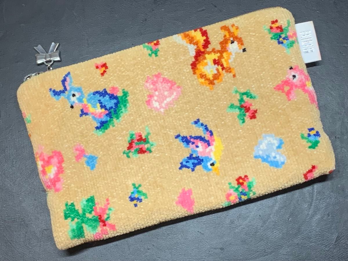 フェイラー ティップトップ フラットポーチ ベージュ うさぎリス フェイラー ティップトップ フラットポーチ ベージュ うさぎリス