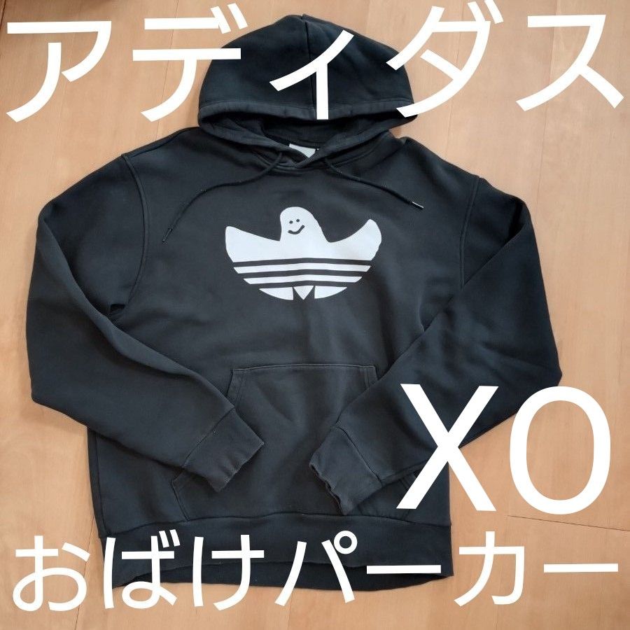 アディダス おばけ パーカー 裏起毛 ブラック サイズXO 3L レア アディダス おばけ パーカー 裏起毛 ブラック サイズXO 3L レア