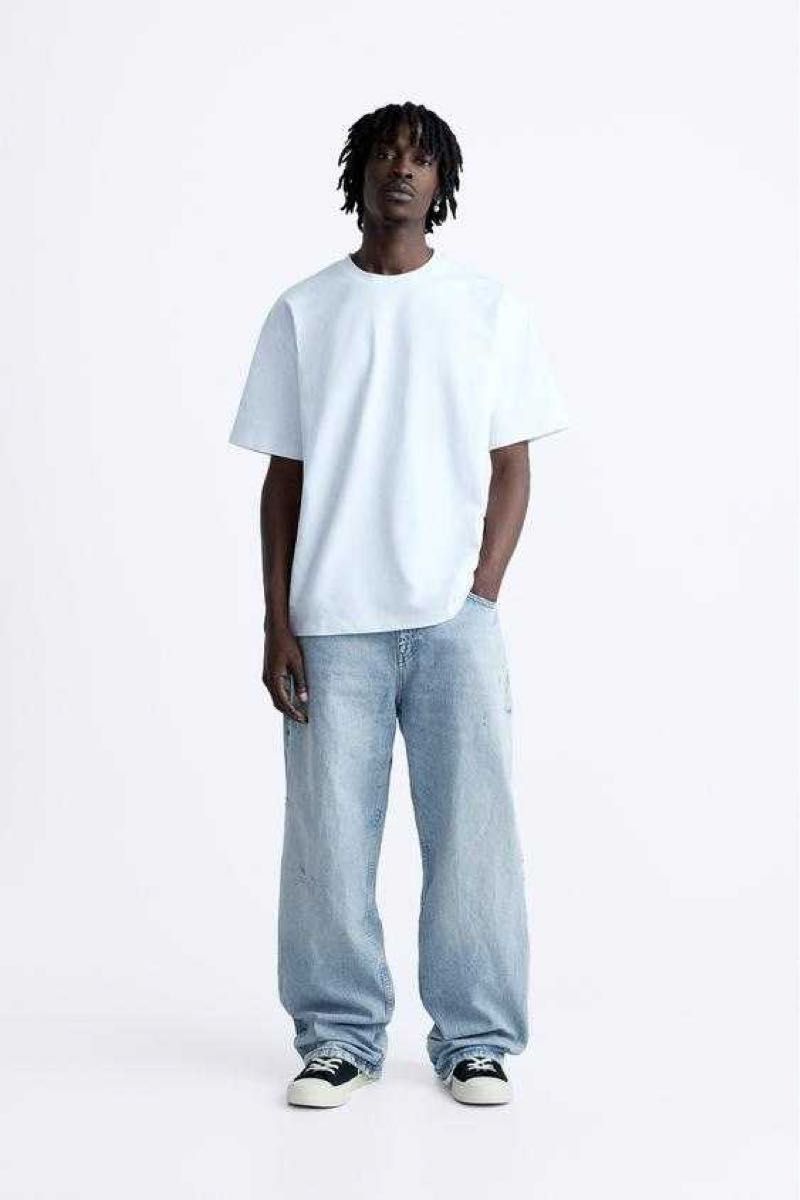 ZARA】 新品タグ付き メンズ BAGGY FIT デニムパンツ 44 ライト ZARA】 新品タグ付き メンズ BAGGY FIT デニムパンツ 44 ライト