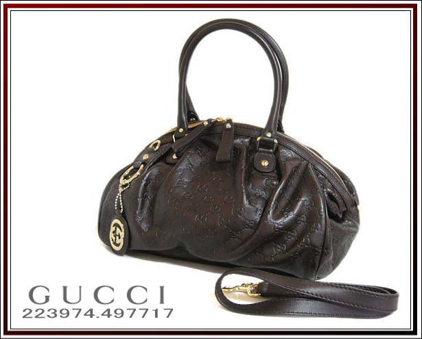 ☆美品GUCCI/グッチ スーキー グッチシマ 2Wayショルダー/ハンドバッグ ダークブラウン 223974 497717送料税込み！_画像1