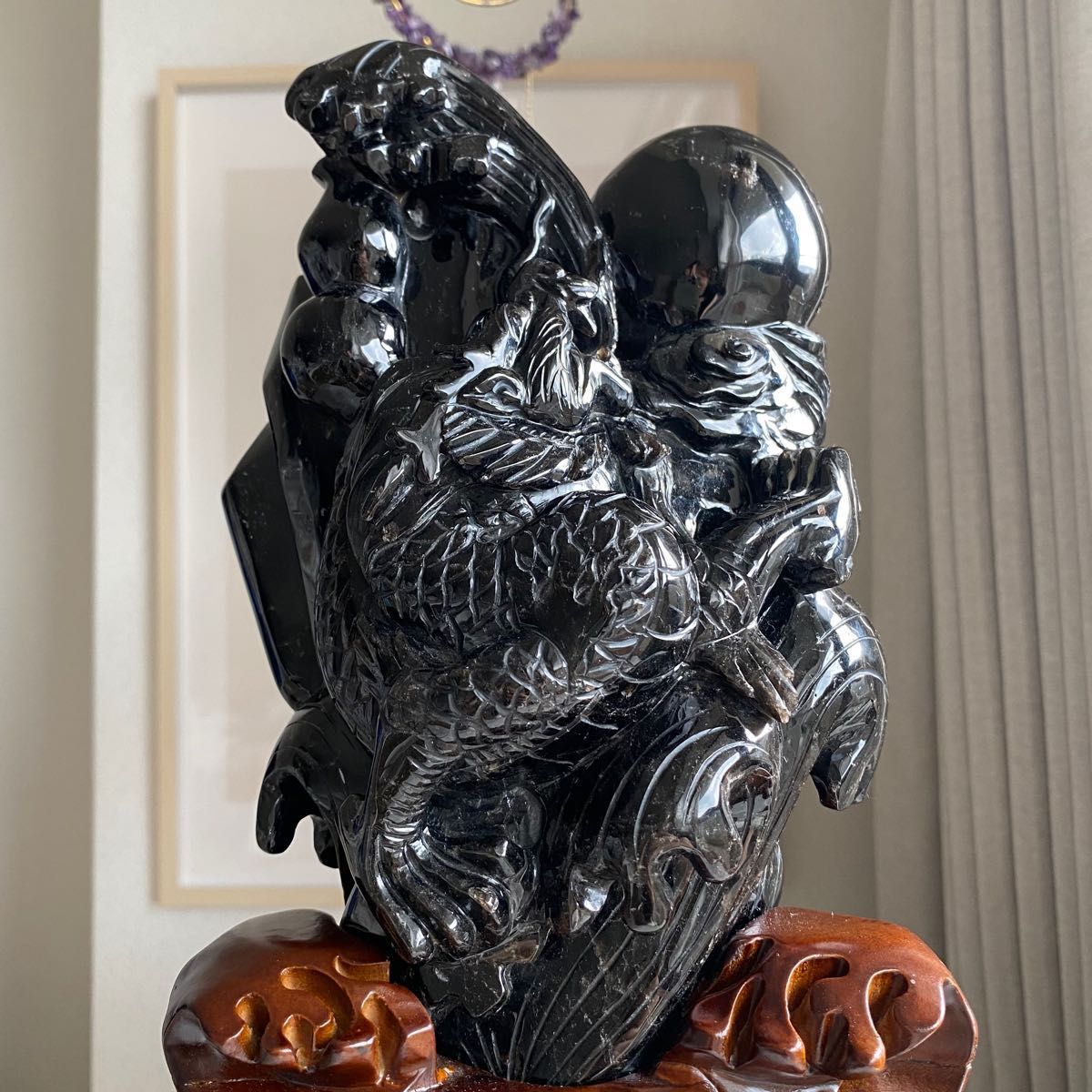 希少【 漆黒 天然 黒水晶 『 皇帝龍 』約2 7kg 彫物 天然 非加熱 希少【 漆黒 天然 黒水晶 『 皇帝龍 』約2 7kg 彫物 天然 非加熱