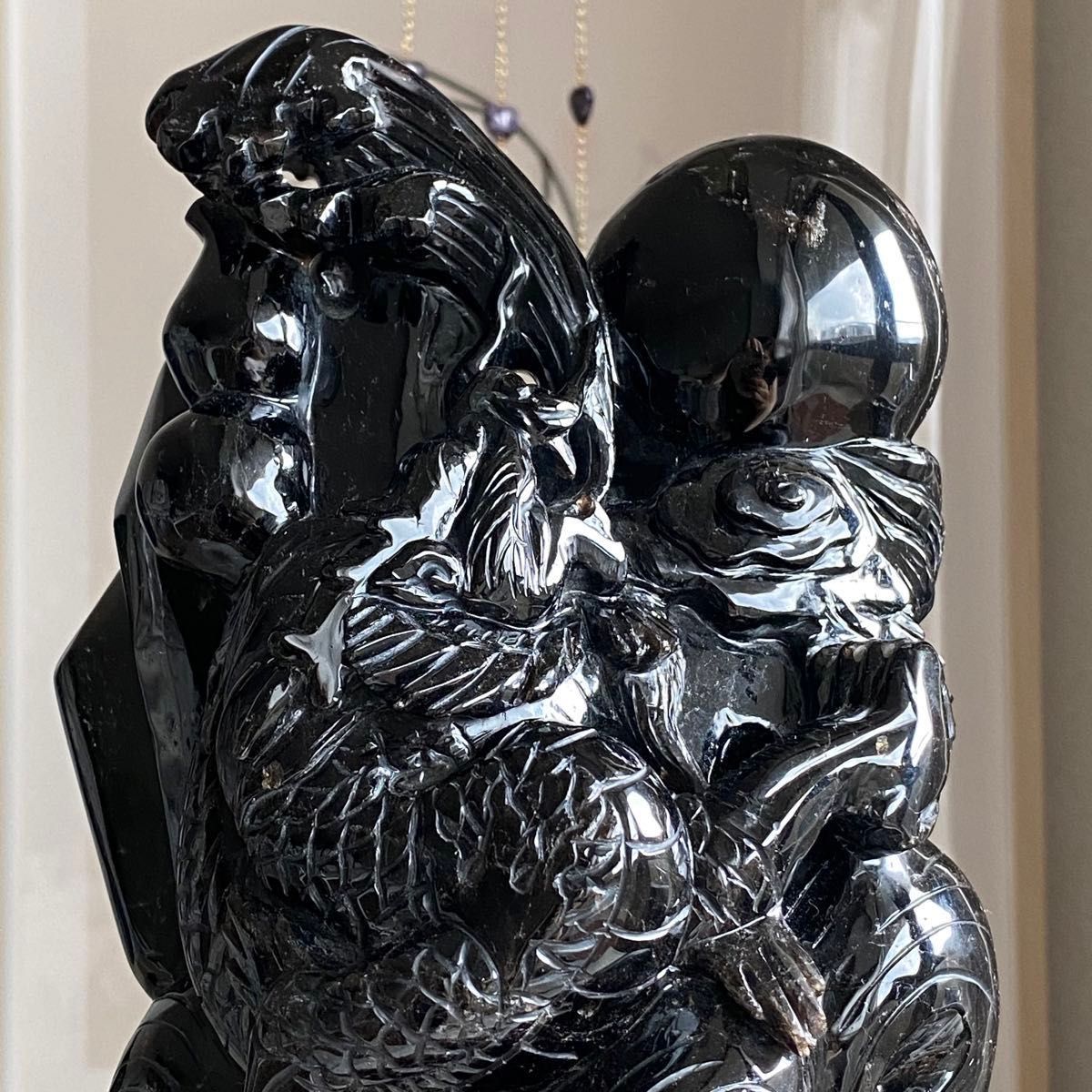 希少【 漆黒 天然 黒水晶 『 皇帝龍 』約2 7kg 彫物 天然 非加熱 希少【 漆黒 天然 黒水晶 『 皇帝龍 』約2 7kg 彫物 天然 非加熱