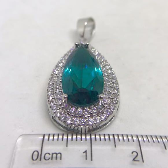  free shipping * Ricci blue aquamarine . Cubic Zirconia. pendant top * lady's necklace silver stamp new goods color stone 