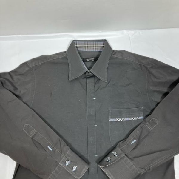 仙11 BURBERRY BLACK LABEL メンズ シャツ 長袖 ダークグレー 仙11 BURBERRY BLACK LABEL メンズ シャツ 長袖 ダークグレー