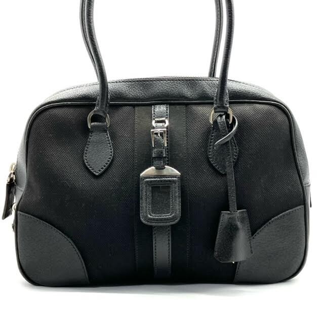 プラダ ボーリングバッグ ハンドバッグ ミニボストン ナイロン レザー 三角ロゴ 仙4 PRADA ボーリングバッグ ハンドバッグ ミニボストン