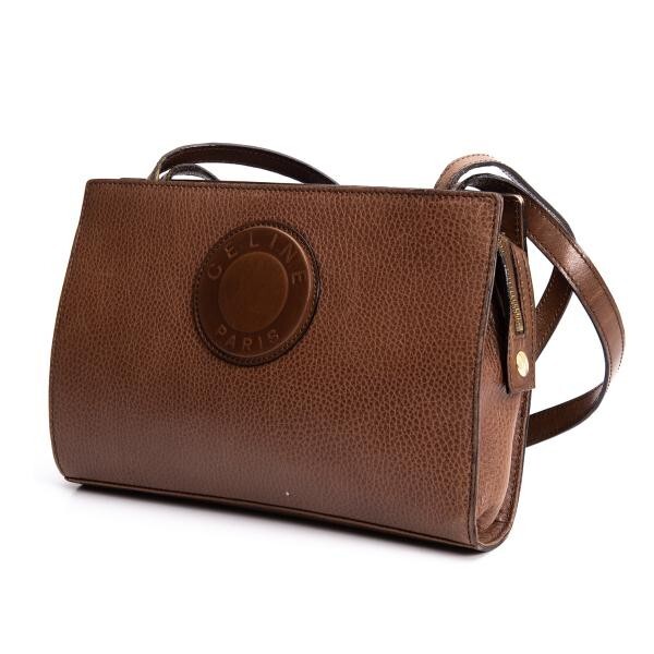 セリーヌCELINE レザーショルダーバッグ 茶