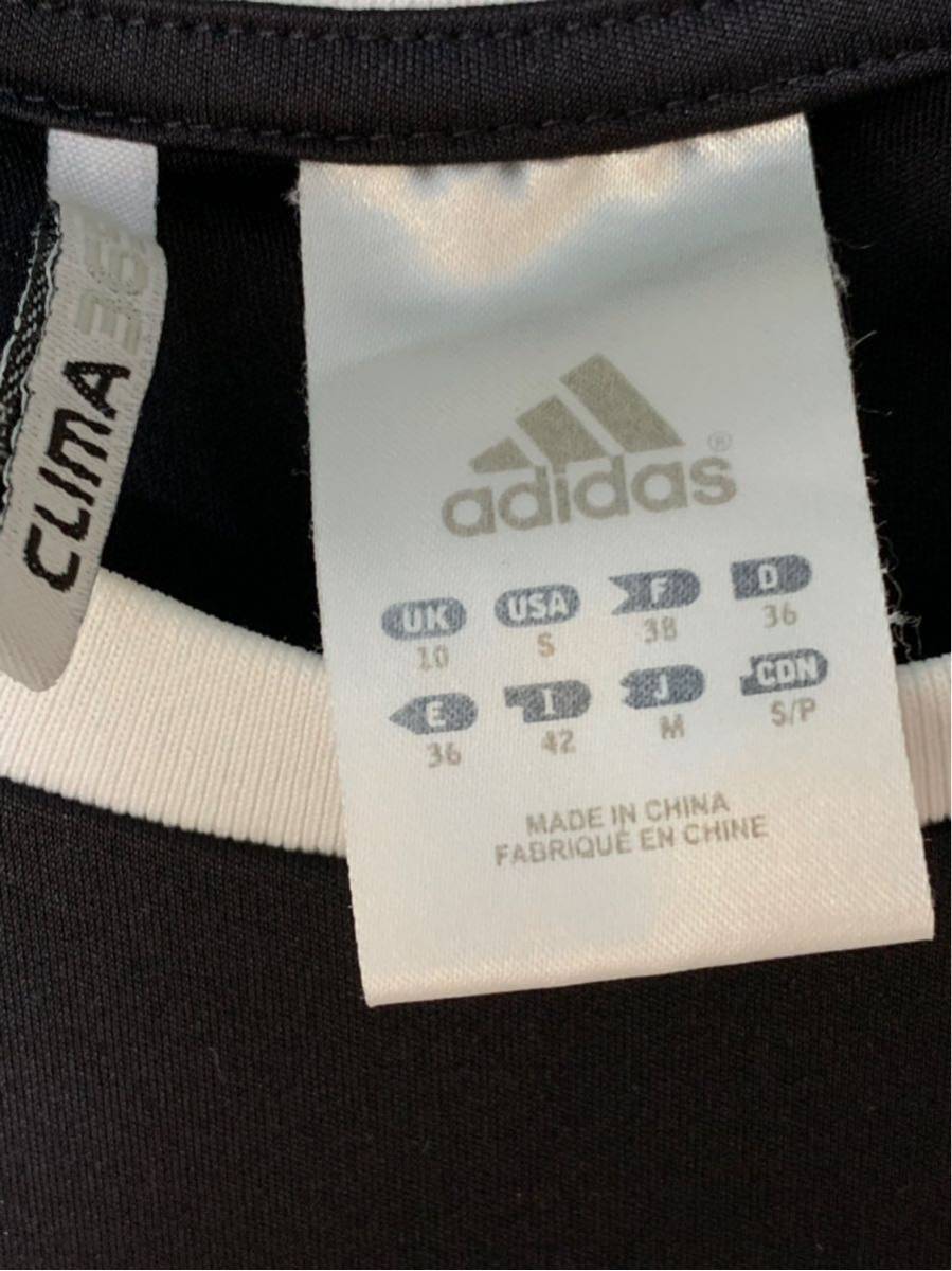 c1145 adidas■アディダス レディース 半袖Tシャツ 三本線■黒×白ライン サイズ■ゆうパケお手軽210ゆうパックお手軽60レタパ510_画像3