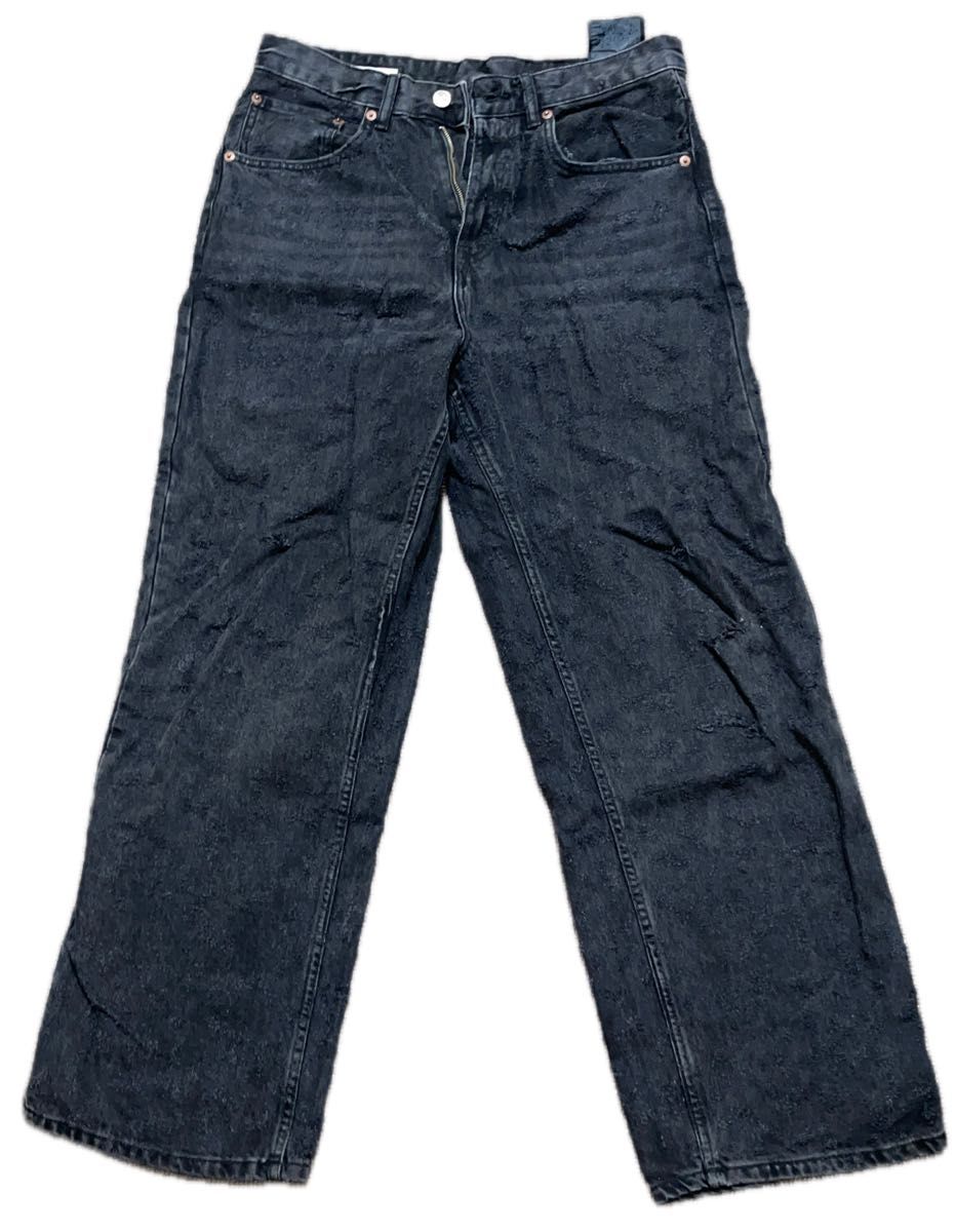 ZARA リップド バギー デニムパンツ ジーンズ デニム パンツ 黒 ZARA リップド バギー デニムパンツ ジーンズ デニム パンツ 黒