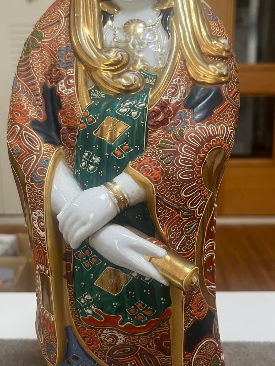 九谷焼 九谷八幡宮銘 豪華観音像 金彩 仏教美術 置物 陶器 観音 九谷焼 九谷八幡宮銘 豪華観音像 金彩 仏教美術 置物 陶器 観音