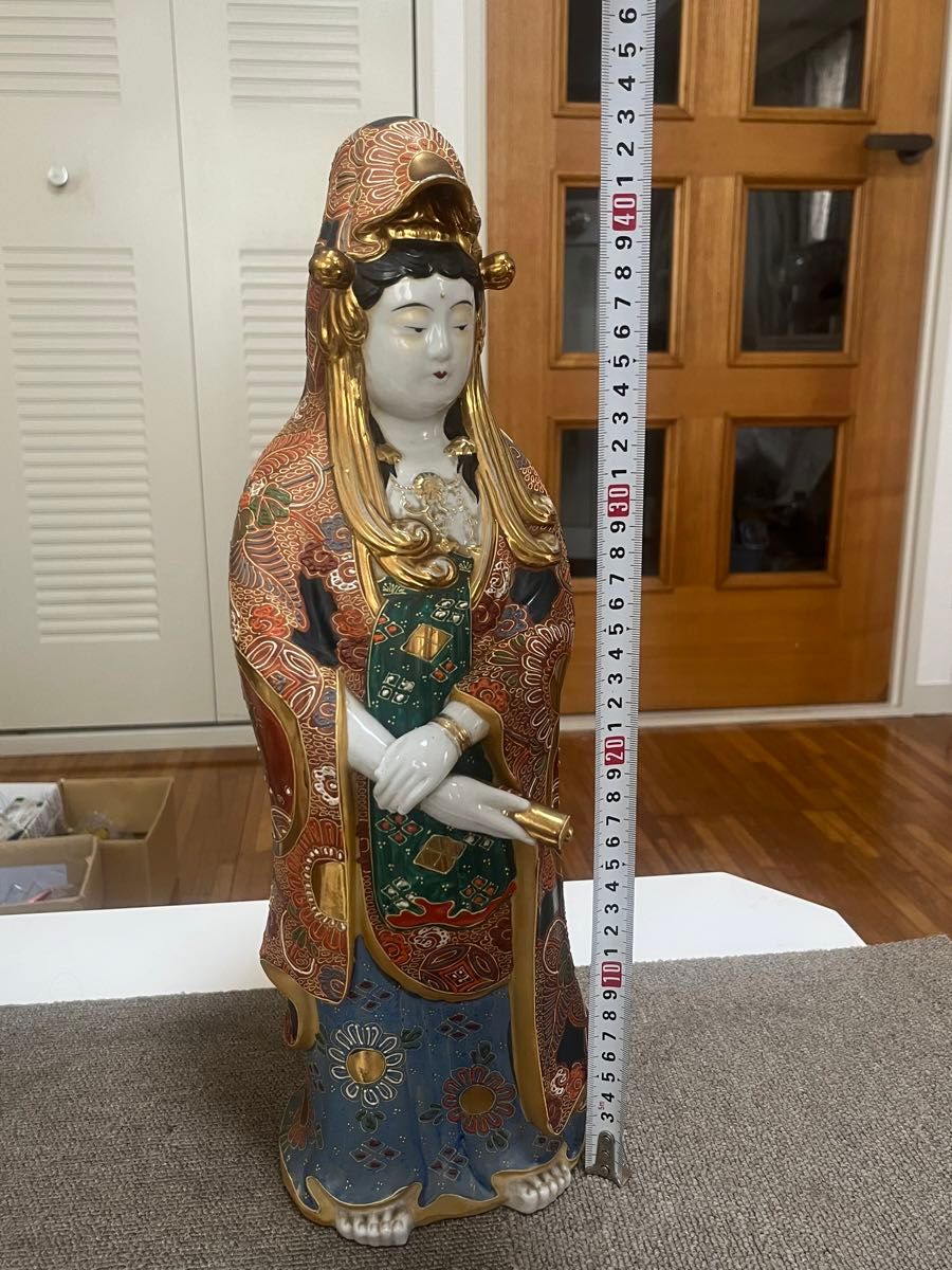 九谷焼 九谷八幡宮銘 豪華観音像 金彩 仏教美術 置物 陶器 観音 九谷焼 九谷八幡宮銘 豪華観音像 金彩 仏教美術 置物 陶器 観音