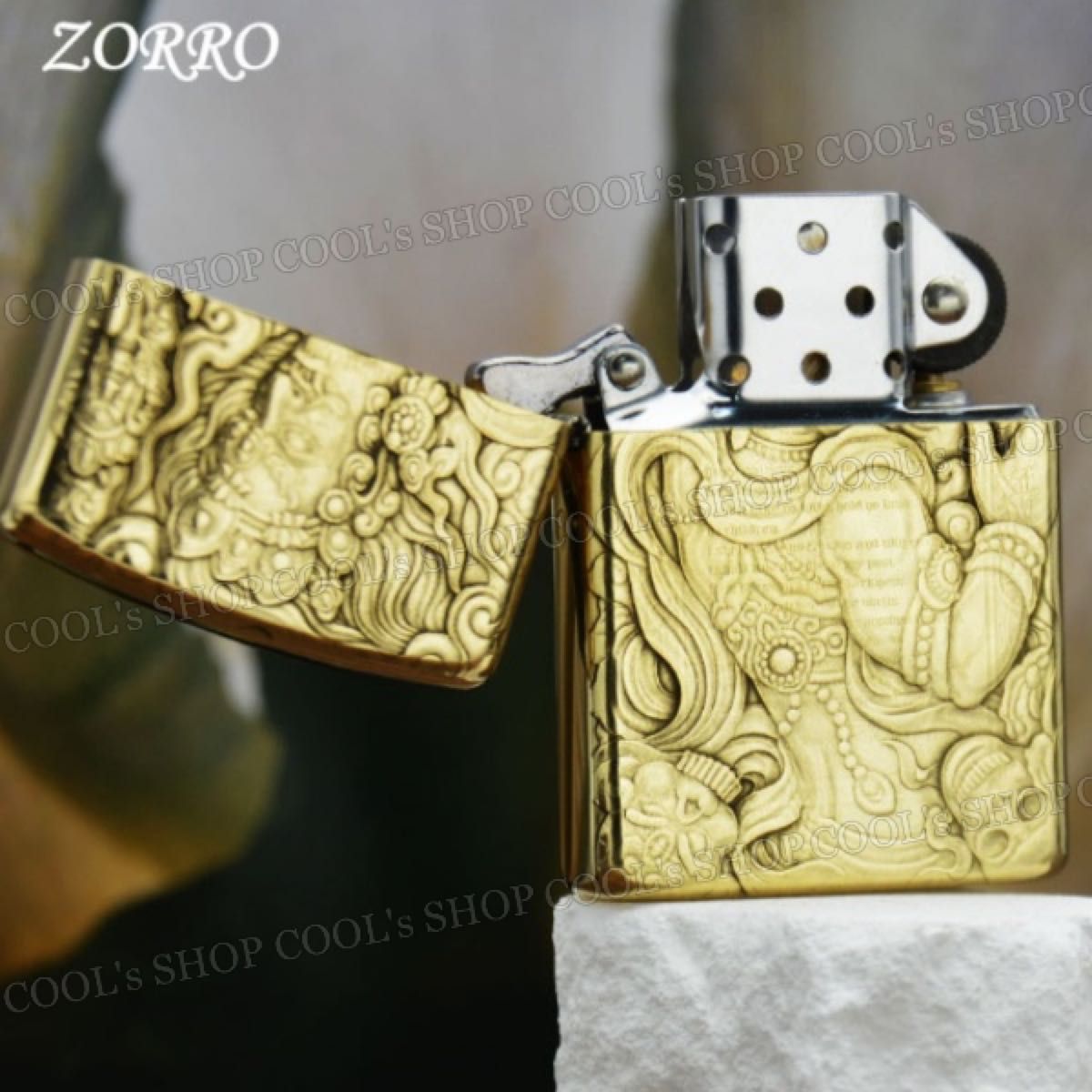 不動明王 立体デザイン オイルライター ZORRO ゴールド zippo