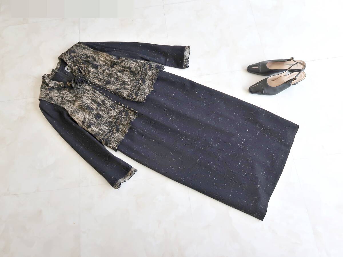 美品■Rossa /インポート ロッサ■セットアップ・ワンピース＆ベスト＆コサージュ3点セット■42サイズ■おしゃれ♪