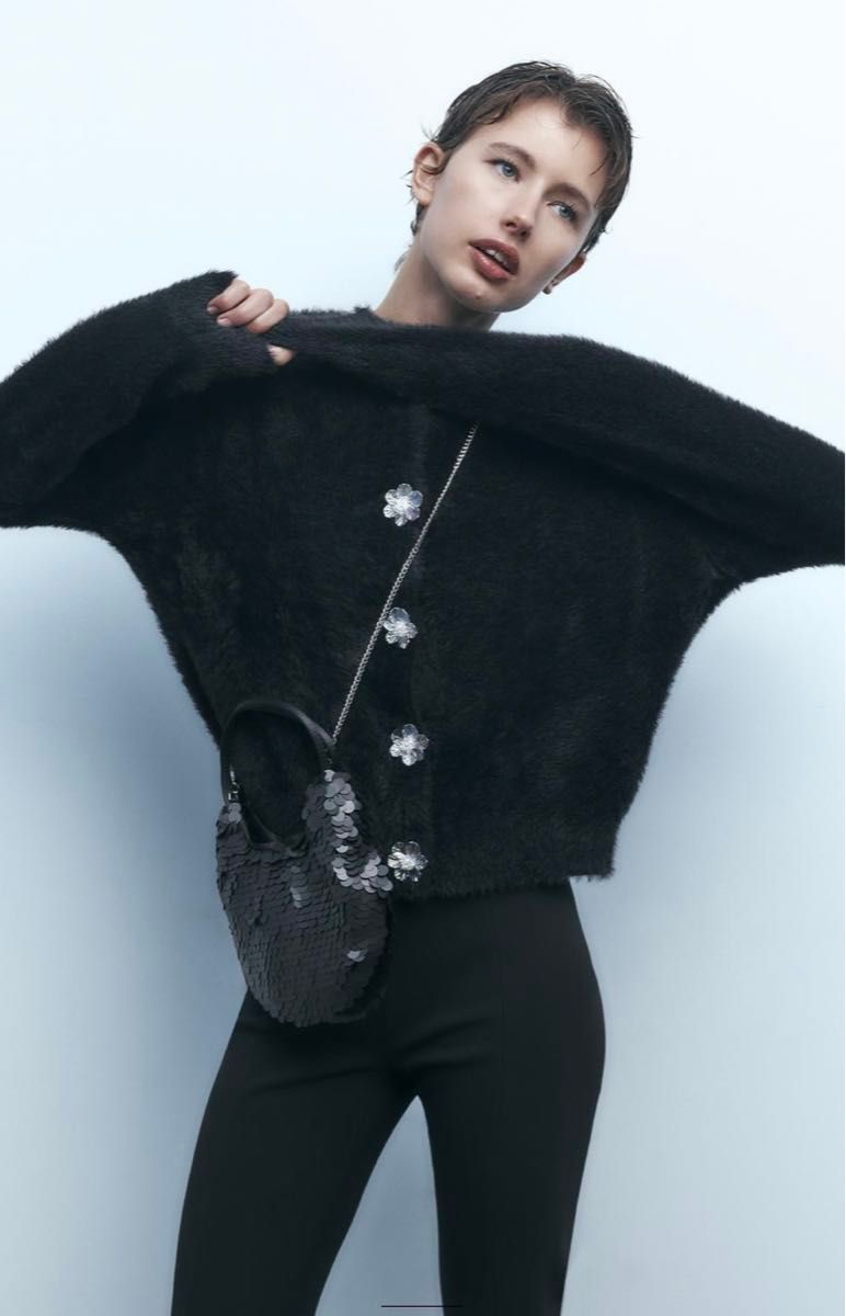 新品 ZARA ザラ スパンコール付き ミニバケット バッグ 新品 ZARA ザラ スパンコール付き ミニバケット バッグ
