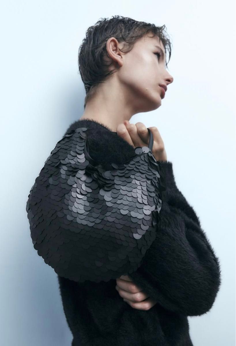 新品 ZARA ザラ スパンコール付き ミニバケット バッグ 新品 ZARA ザラ スパンコール付き ミニバケット バッグ