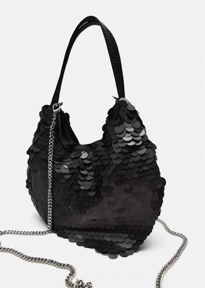 送関込み★ZARA/ザラ★ビーズバケットバッグ/スパンコールバッグ 新品 ZARA ザラ スパンコール付き ミニバケット バッグ