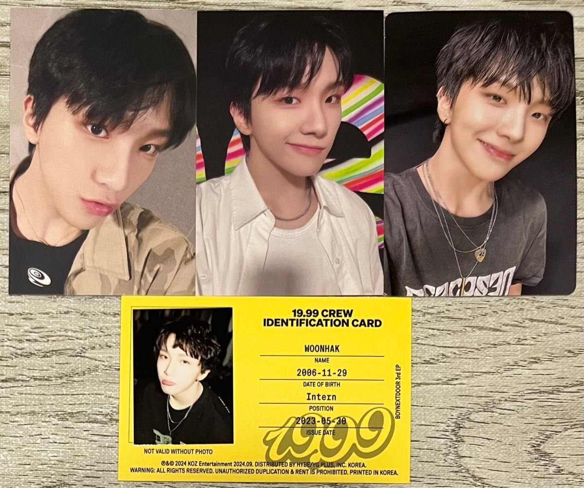 BOYNEXTDOOR ボネクド ボイネク WOONHAK ウナク 19 99 トレカ BOYNEXTDOOR ボネクド ボイネク WOONHAK ウナク 19 99 トレカ