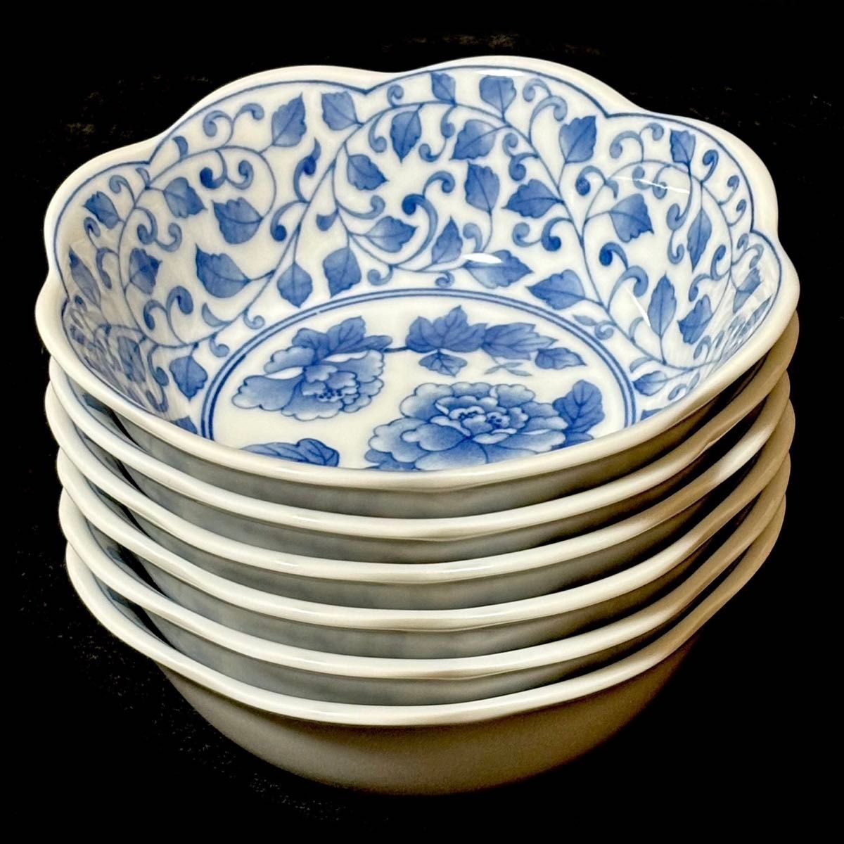 未使用品】たち吉 橘吉 中鉢 6客セット なます皿 煮物碗 唐草 花 未使用品】たち吉 橘吉 中鉢 6客セット なます皿 煮物碗 唐草 花
