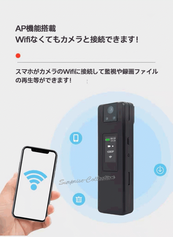 防犯カメラ Wifiカメラ マルチスポーツアクションカメラ ドライブレコーダー 1080P 內(nèi)蔵電池 8時間録畫 256GB対応 k66-wifi