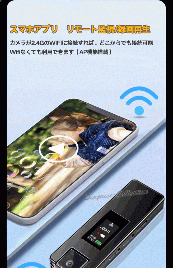 防犯カメラ Wifiカメラ マルチスポーツアクションカメラ ドライブレコーダー 1080P 內(nèi)蔵電池 8時間録畫 256GB対応 k66-wifi