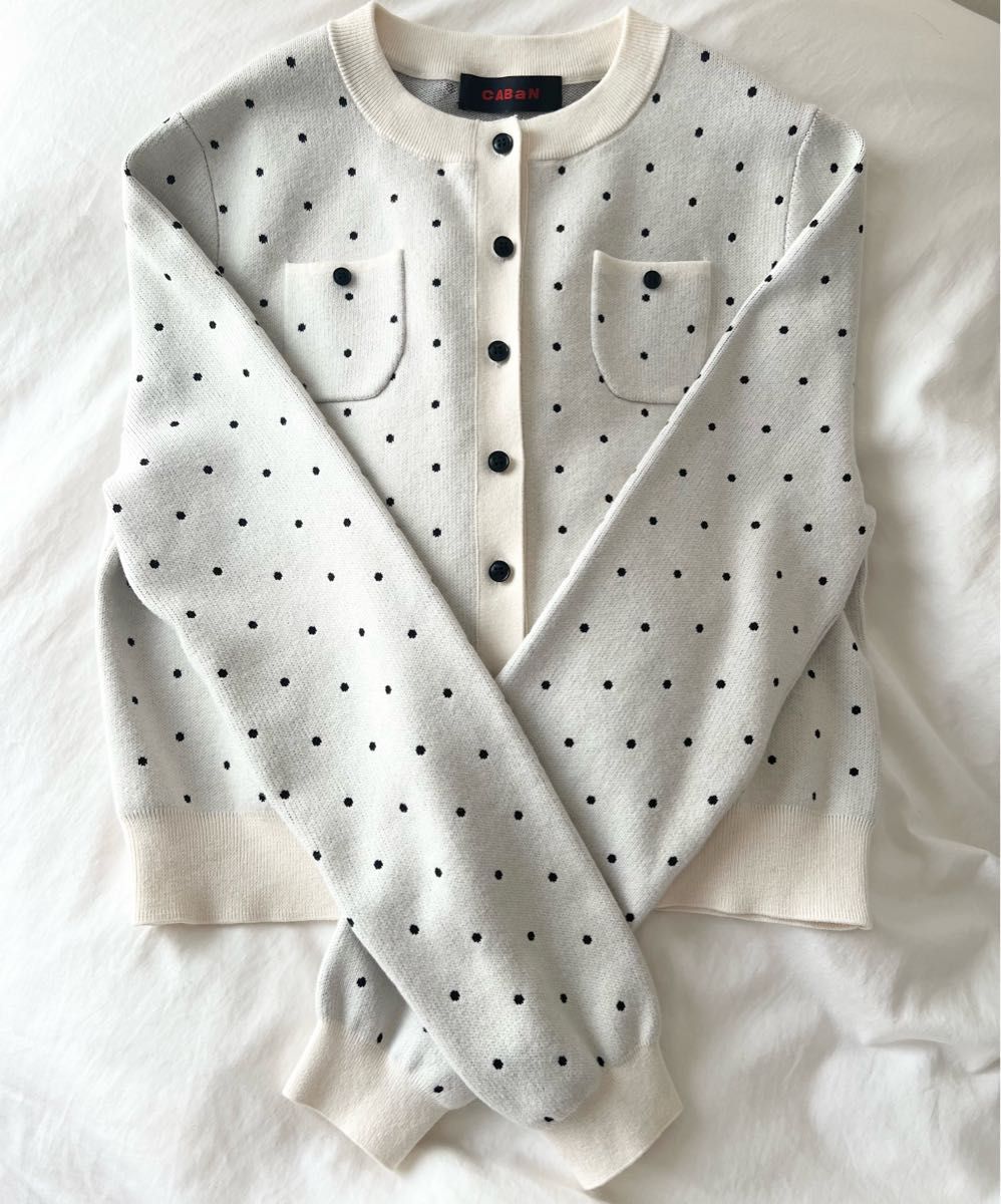 CABaN キャバン コットンカシミヤ ドットジャカードクルーネック CABaN キャバン コットンカシミヤ ドットジャカードクルーネック
