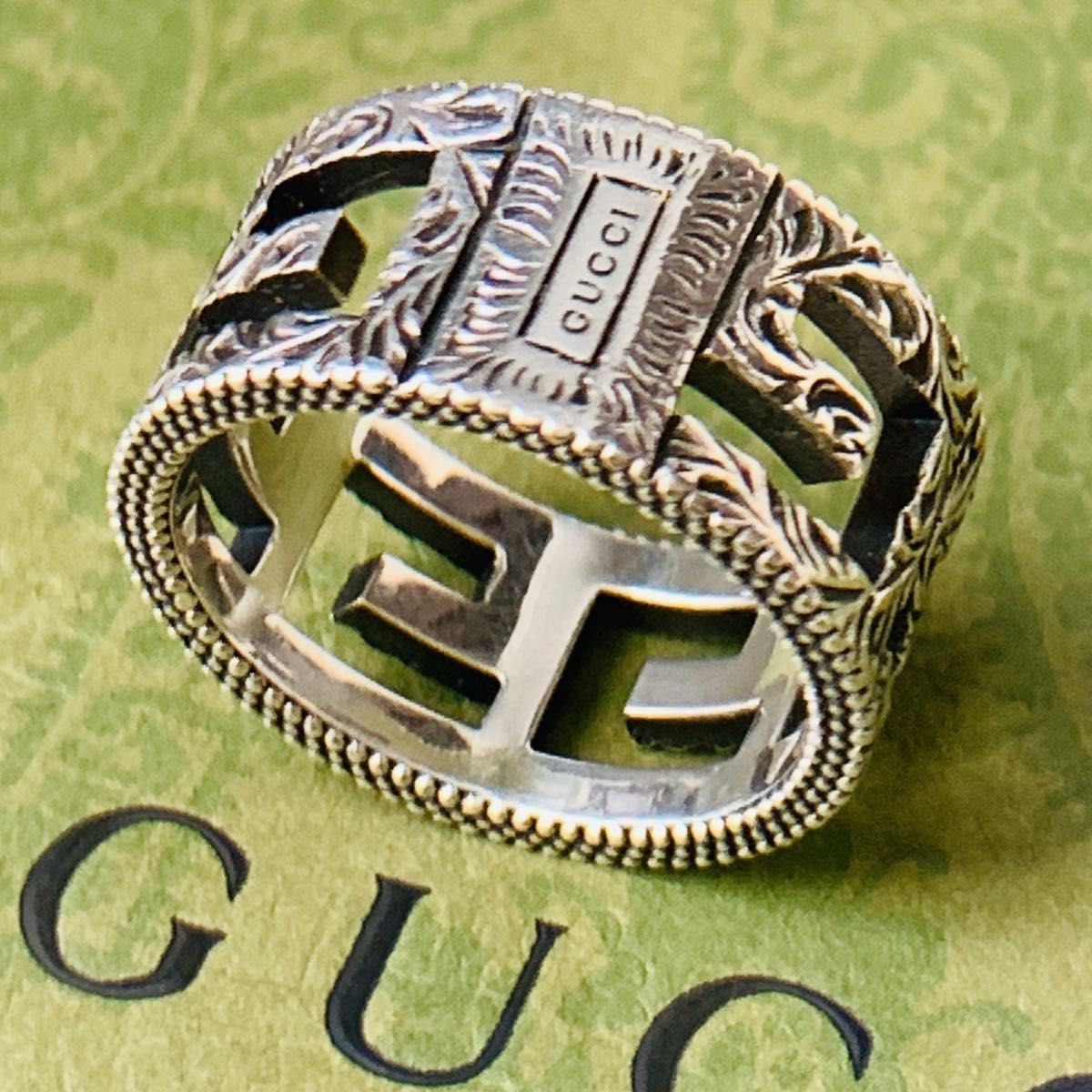 極美品 GUCCI スクエアG 925 silver リング 指輪 グッチ ワイド 極美品 GUCCI スクエアG 925 silver リング 指輪 グッチ ワイド
