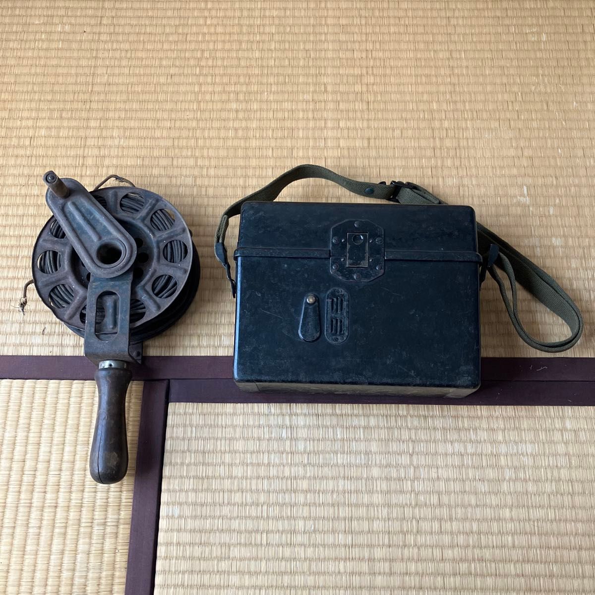 WW2 ドイツ軍 野戦電話機 FF33 スリング付き ケーブルスプール 有線 ドラム リール ナチス