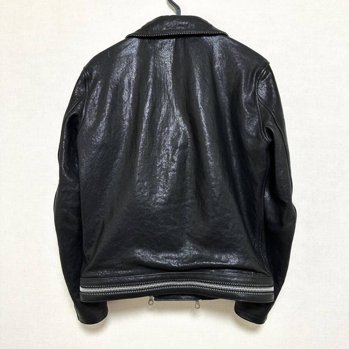 NO ID 】ラムレザーベジタブルパイピングライダースジャケット NO ID 】ラムレザーベジタブルパイピングライダースジャケット