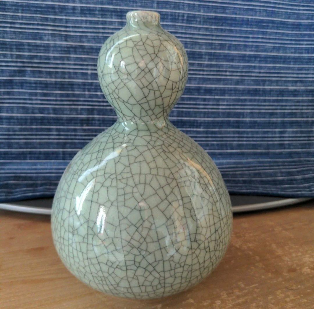 大堀相馬焼 ひょうたん徳利 青ひび 左駒 瓢箪型花瓶 陶器 骨董品 大堀相馬焼 ひょうたん徳利 青ひび 左駒 瓢箪型花瓶 陶器 骨董品