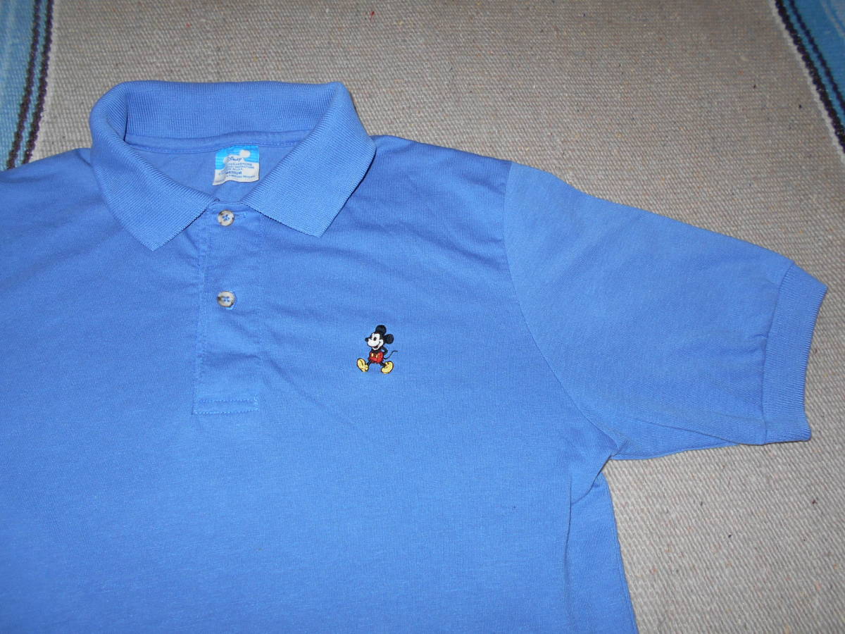 1970 period made Mickey Mouse MICKEY MOUSE polo-shirt blue Vintage embroidery MADE IN USA VINTAGE ANTIQUES Disney Land WALT DISNEY