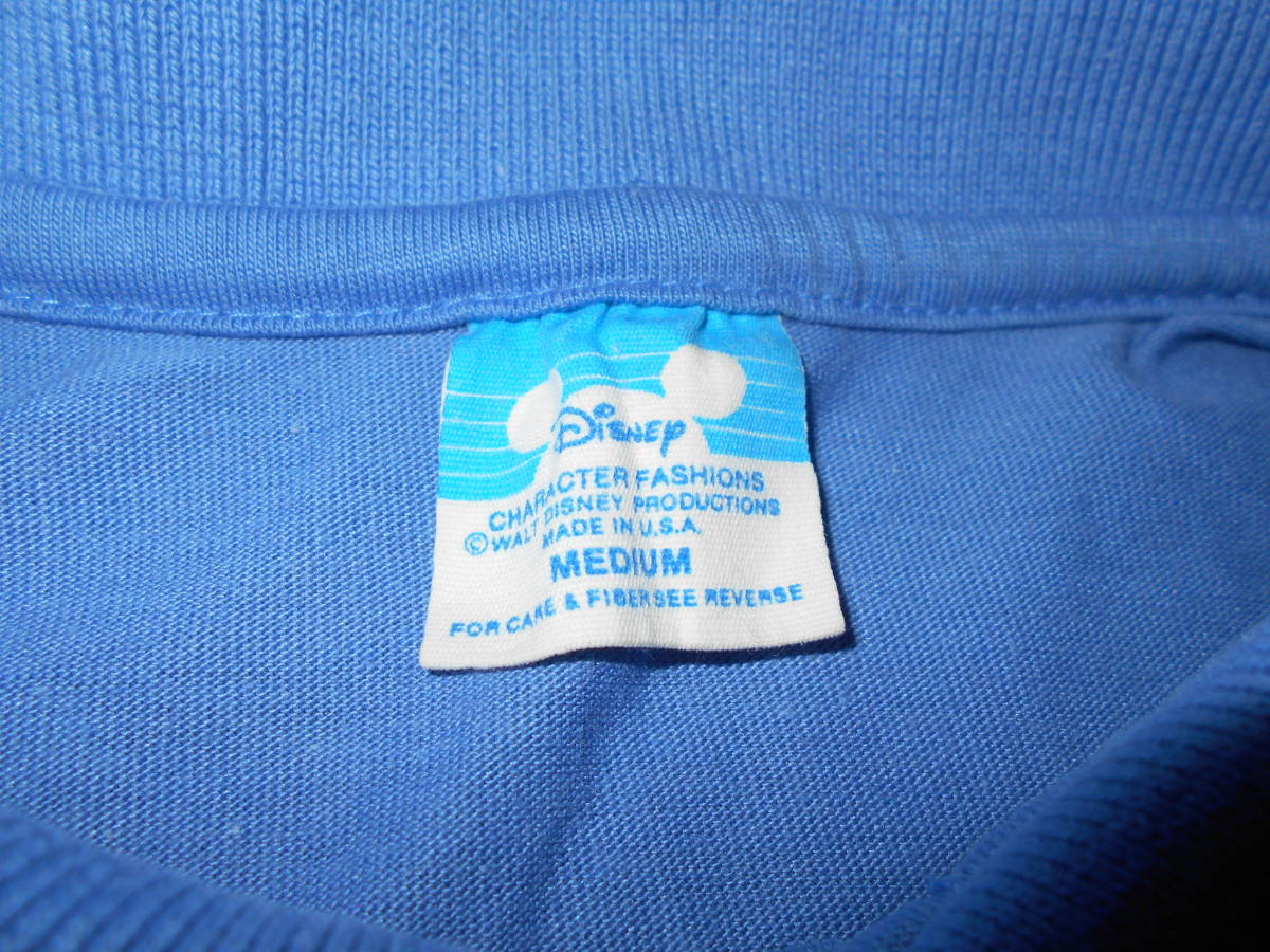 1970 period made Mickey Mouse MICKEY MOUSE polo-shirt blue Vintage embroidery MADE IN USA VINTAGE ANTIQUES Disney Land WALT DISNEY