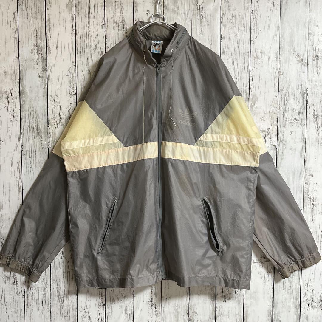 80's adidas アディダス ナイロンジャケット XL グレー 万国旗 80's adidas アディダス ナイロンジャケット XL グレー 万国旗