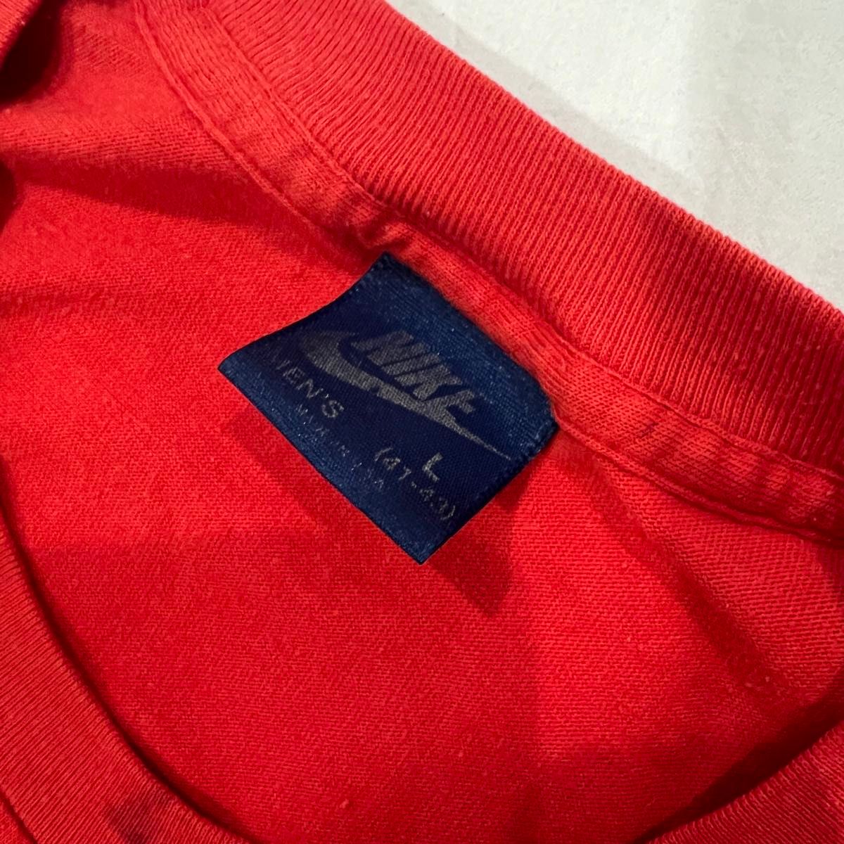NIKE ビンテージ 紺タグ 80's Tシャツ L レッド ワンポイント NIKE ビンテージ 紺タグ 80's Tシャツ L レッド ワンポイント
