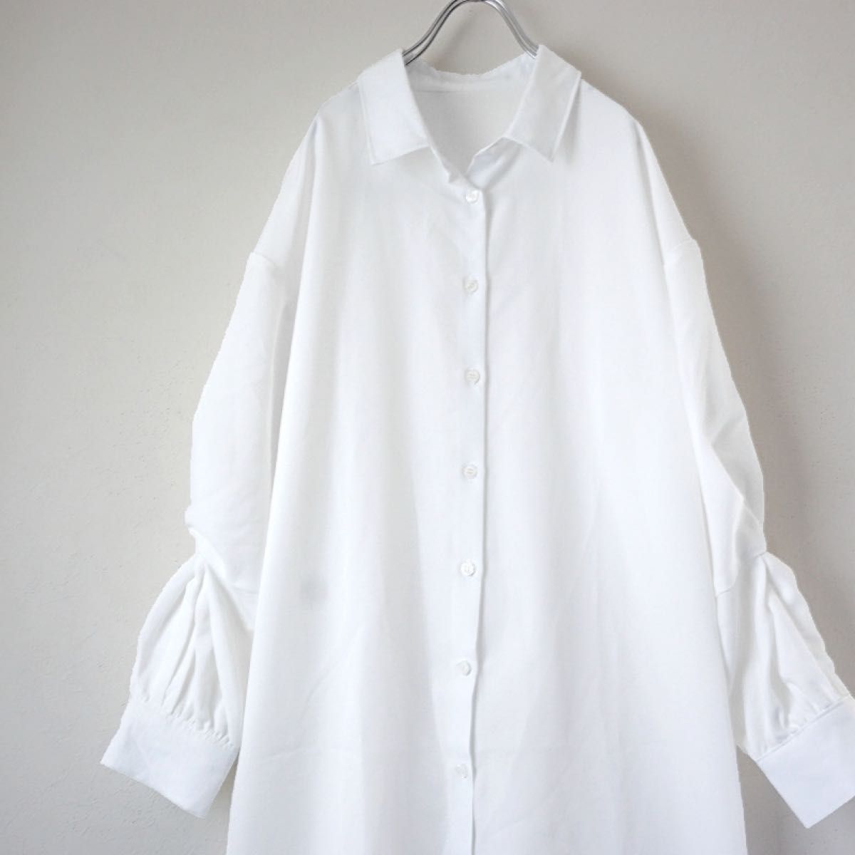 古着 merlot ホワイト ロングシャツ シャツワンピース 長袖 古着 merlot ホワイト ロングシャツ シャツワンピース 長袖