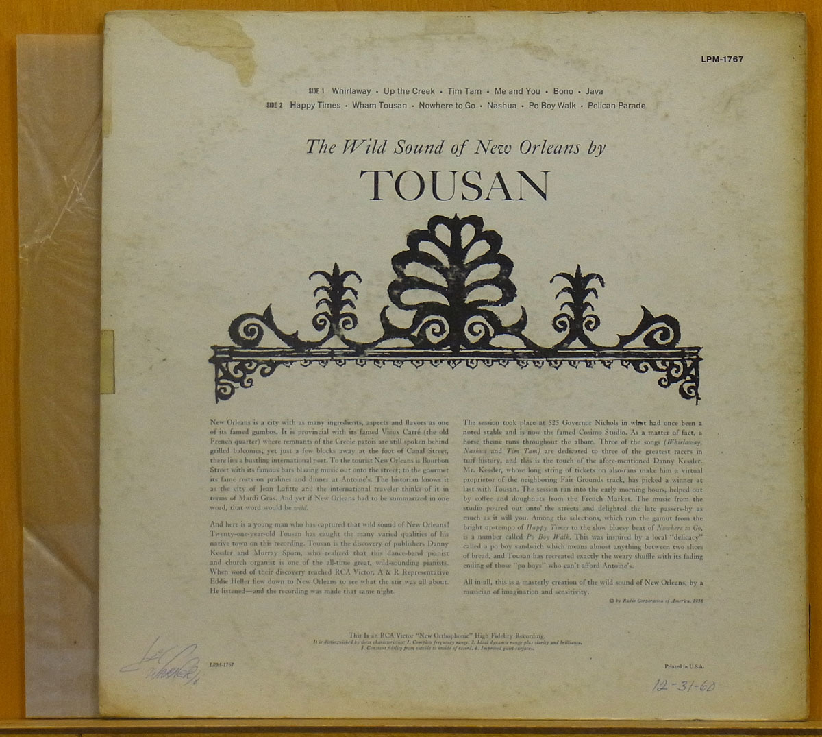 ◇激レア!美盤!MONO!★Tousan (Allen Toussaint)「The Wild Sound Of New Orleans By Tousan」USオリジLP #57419_画像2